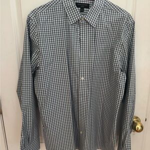 Banana Republic Men’s Untucked Fit Non Iron Blue Checkered Men's Shirt